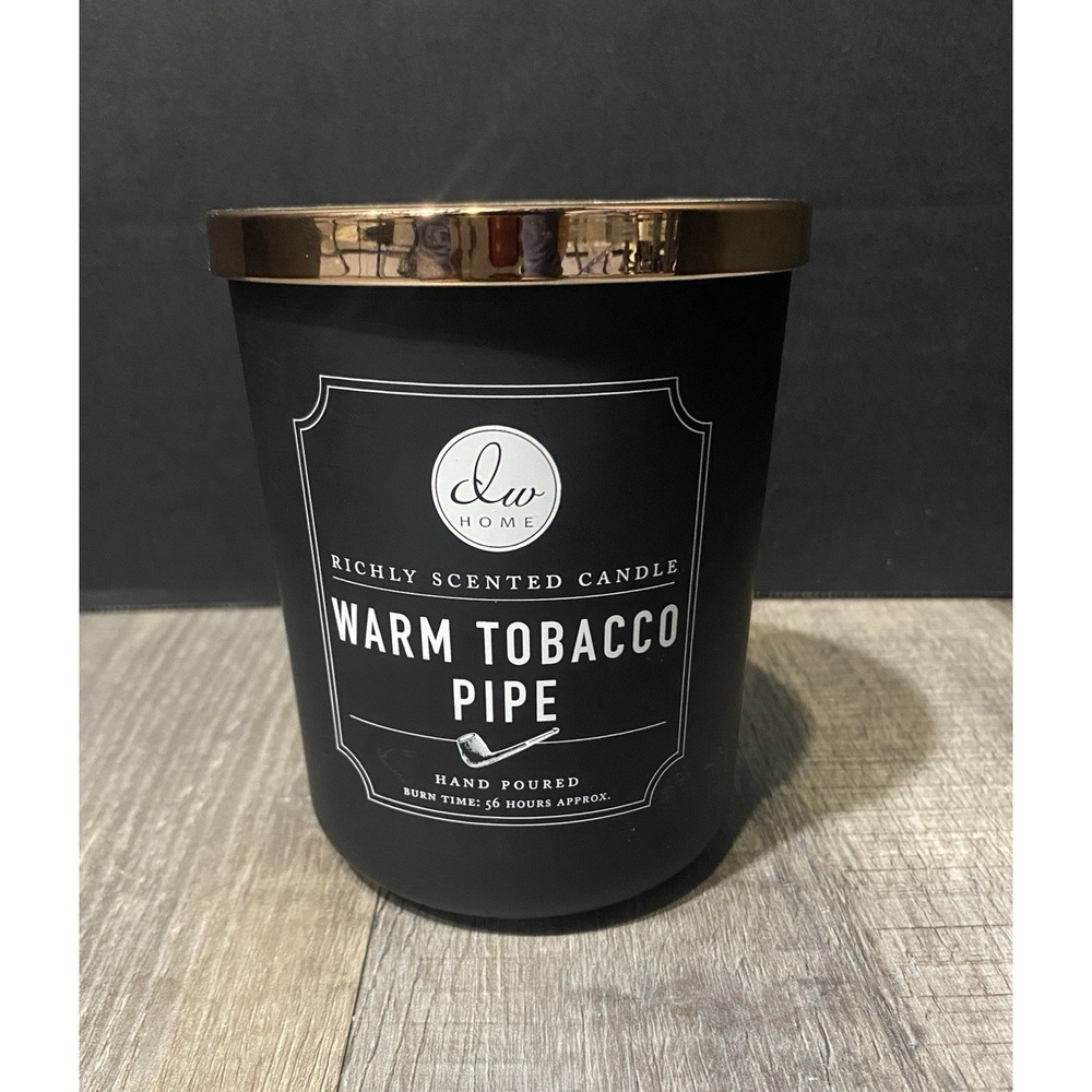 DW Home Scented Warm Tobacco Pipe 2 Wick Candle 56 Hour Burn Time With Lid